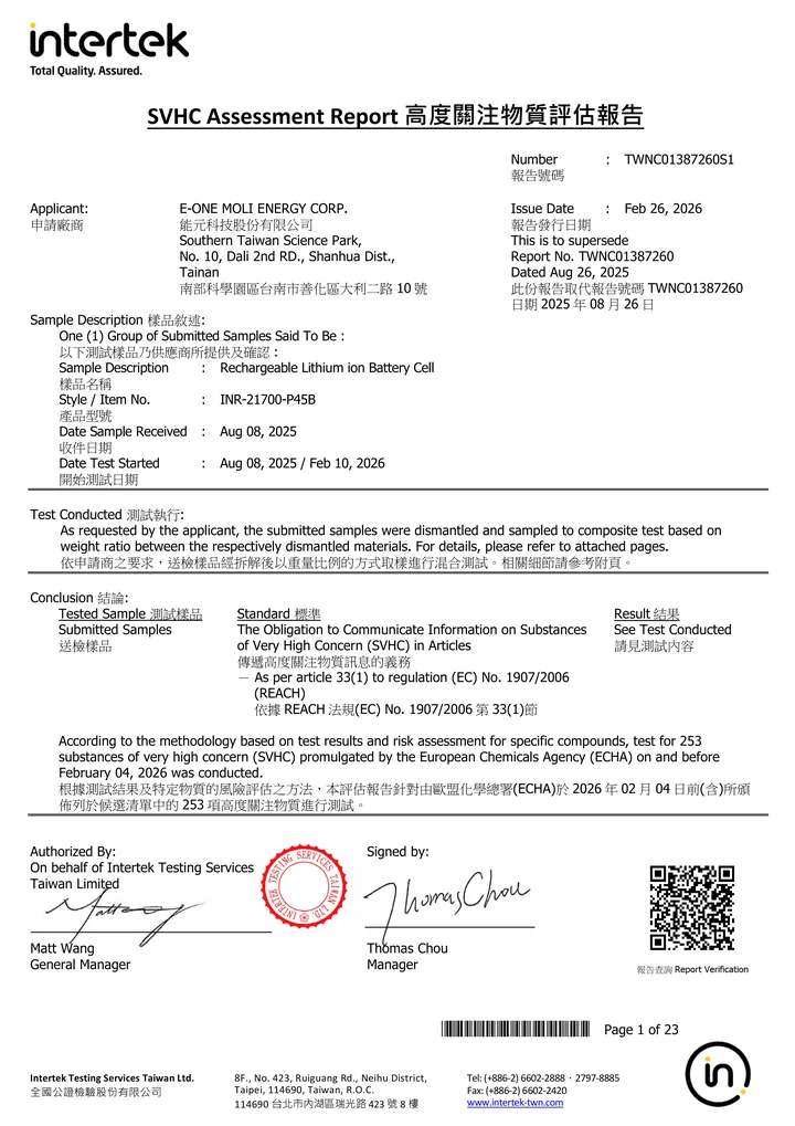 REACH product certification information